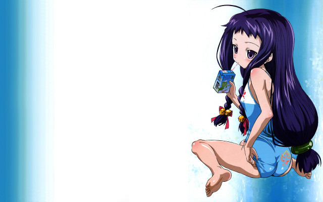 Long haired girl blue dress free wallpaper for desktop - medium preview image