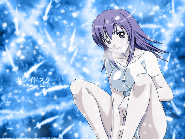 Purple hair sitting snowflakes stars free wallpaper for desktop - medium preview image