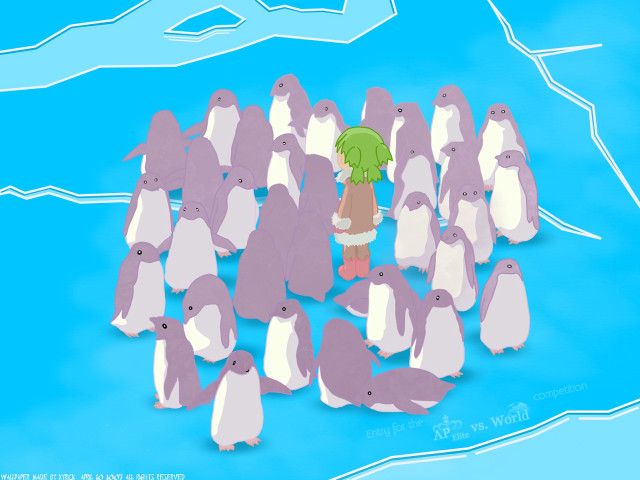 Penguins person green umbrella blue free wallpaper for desktop - medium preview image