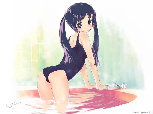 Girl bathing suit bathtub anime free wallpaper for desktop - medium preview image