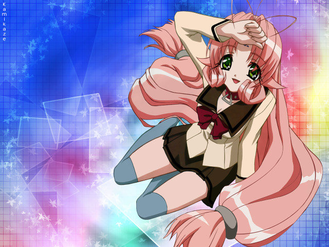 Pink hair anime girl flying free wallpaper for desktop - medium preview image