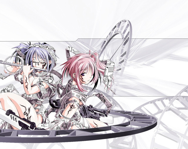 Anime characters ferriswheel biomechanical netart free wallpaper for desktop - medium preview image