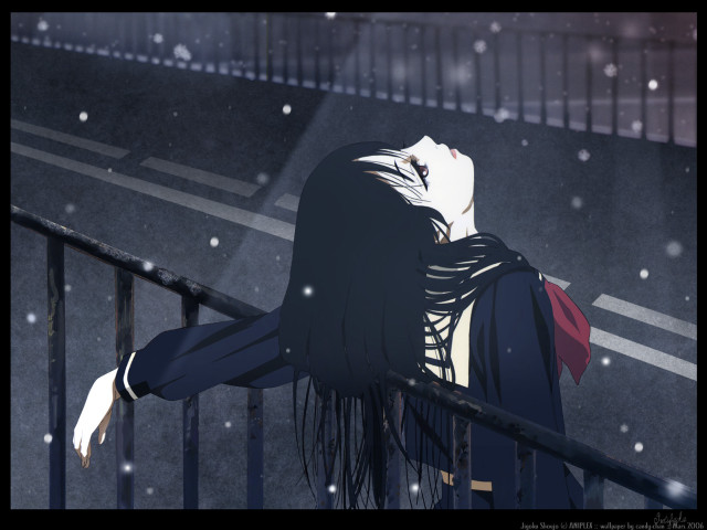 Alice prin snowy balcony anime free wallpaper for desktop - medium preview image