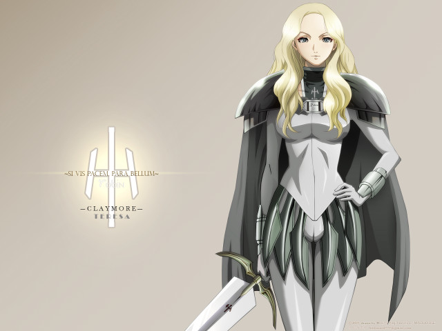 Woman blonde armor sword cape free wallpaper for desktop - medium preview image