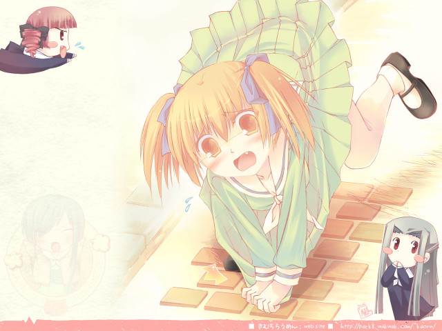 Girl green dress brickfloor man free wallpaper for desktop - medium preview image