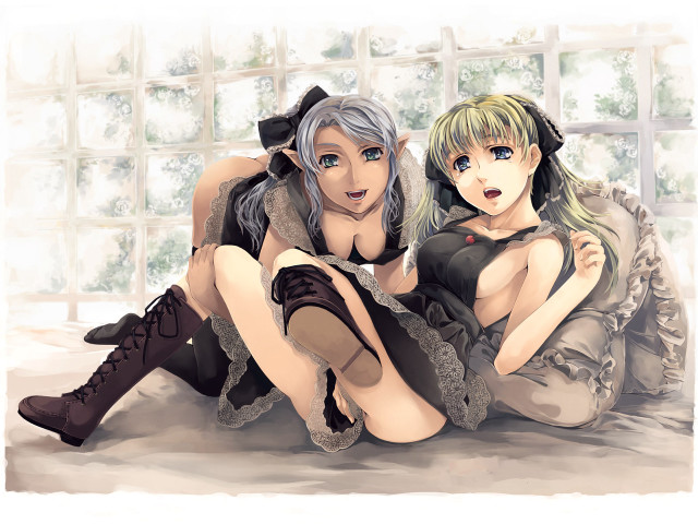 Two women blonde boot yayoi free wallpaper for desktop - medium preview image