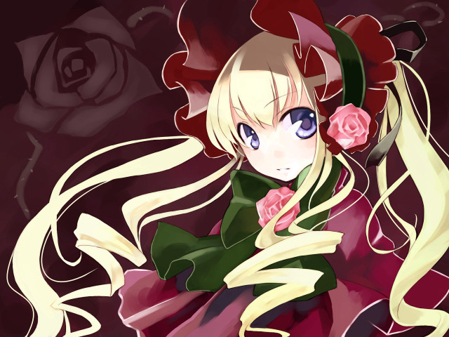 Anime girl blonde hair roses free wallpaper for desktop - medium preview image