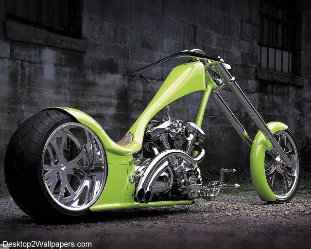 Green motorcycle building black background free wallpaper for desktop - medium preview image