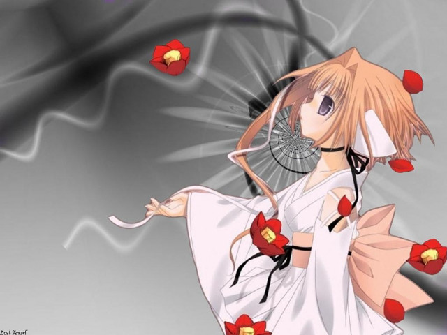 Woman white dress flowers spiderweb free wallpaper for desktop - medium preview image