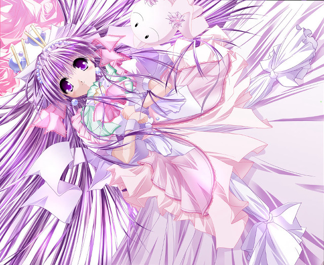 Girl longhair flowerdress teddybear pink free wallpaper for desktop - medium preview image