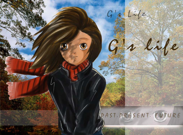 Girl scarf woods wind impressionism free wallpaper for desktop - medium preview image