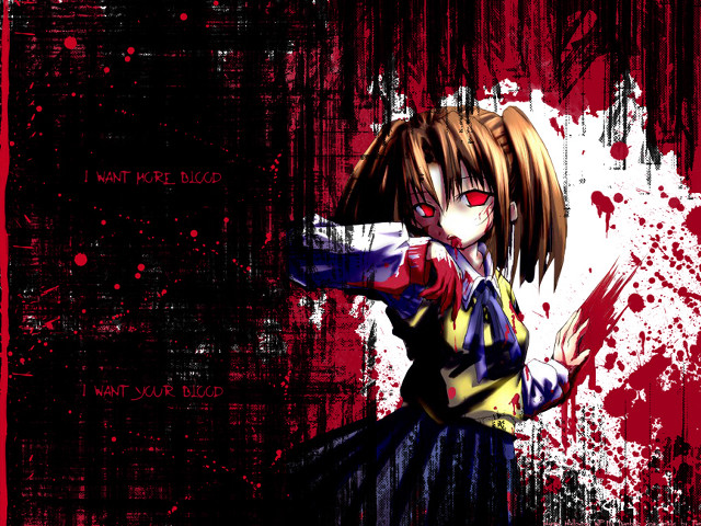 Alice redeye yellowshirt blood splatter free wallpaper for desktop - medium preview image