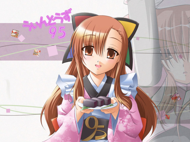 Girl kimono food anime portrait free wallpaper for desktop - medium preview image
