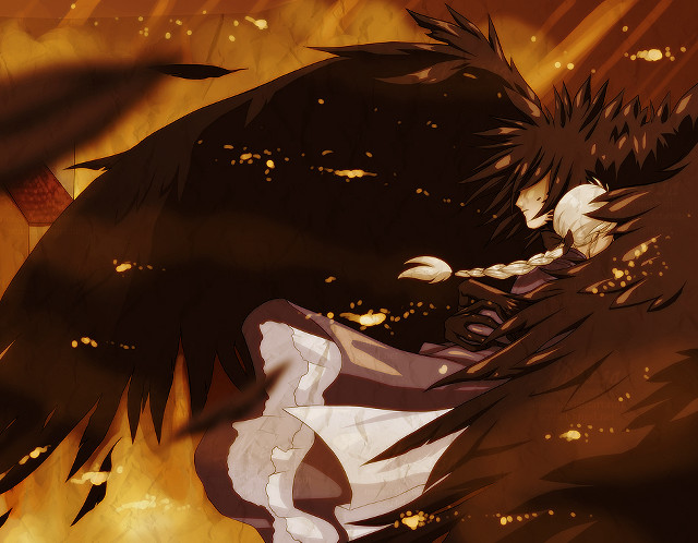 Gothic anime bird fire wings free wallpaper for desktop - medium preview image