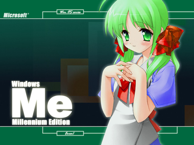 Green haired girl bow tie free wallpaper for desktop - medium preview image