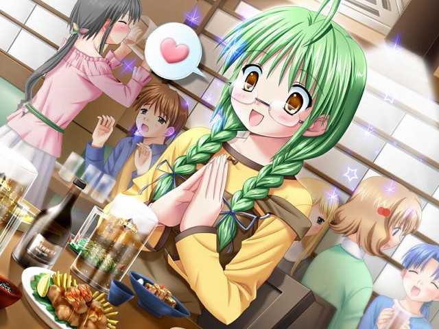 Group people food drinks greenhair free wallpaper for desktop - medium preview image