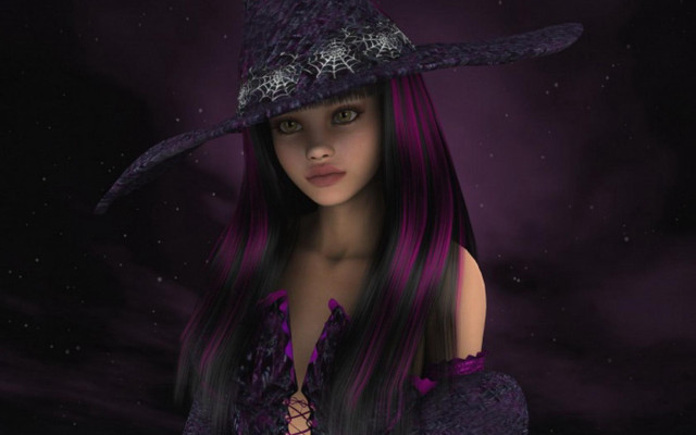 Purple witch gothic digital astral free wallpaper for desktop - medium preview image