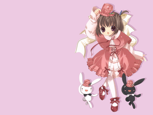Girl pink dress rabbit anime free wallpaper for desktop - medium preview image
