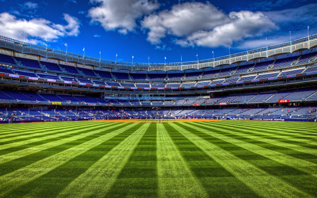 Baseball stadium green field blue #2 free wallpaper for desktop - medium preview image