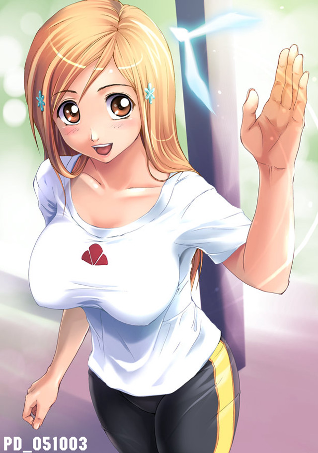 Blonde girl waving smile anime free wallpaper for mobile - medium preview image
