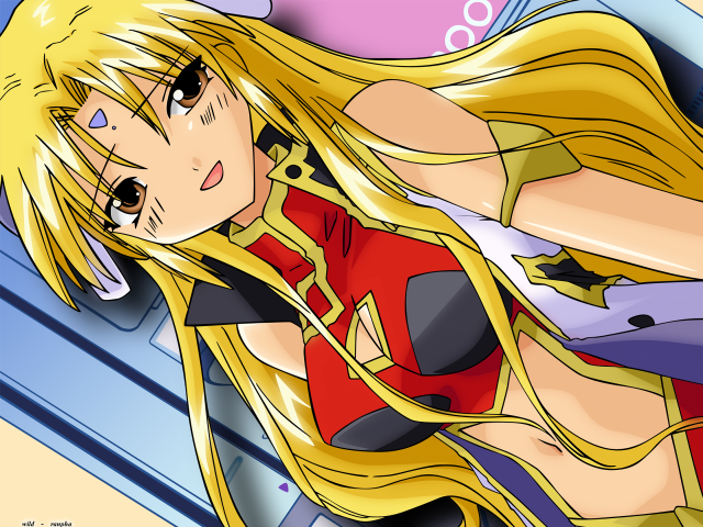Blonde anime girl bed wind free wallpaper for desktop - medium preview image