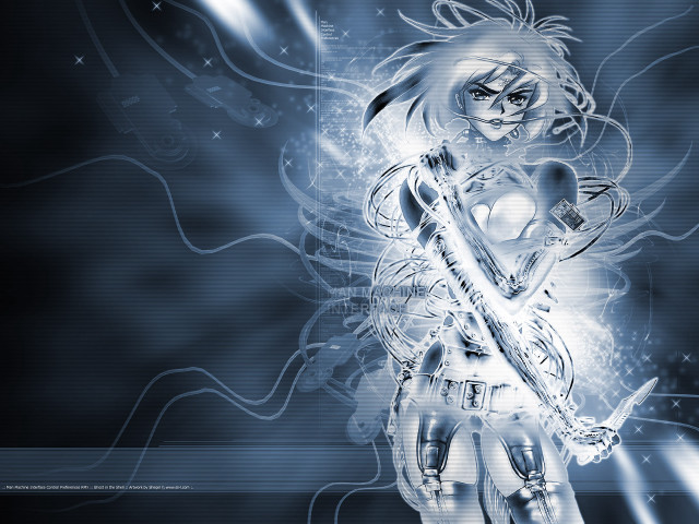 Woman sword cyberpunk star light free wallpaper for desktop - medium preview image