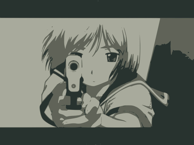 Woman gun anime precisionism manga free wallpaper for desktop - medium preview image