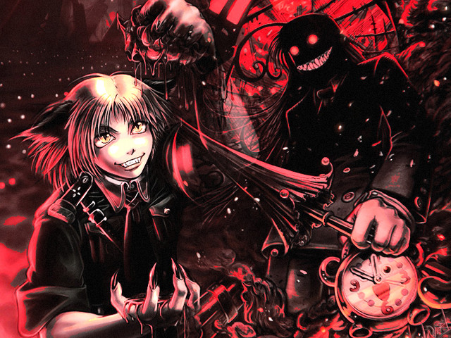 Clock demon gothic anime girls free wallpaper for desktop - medium preview image