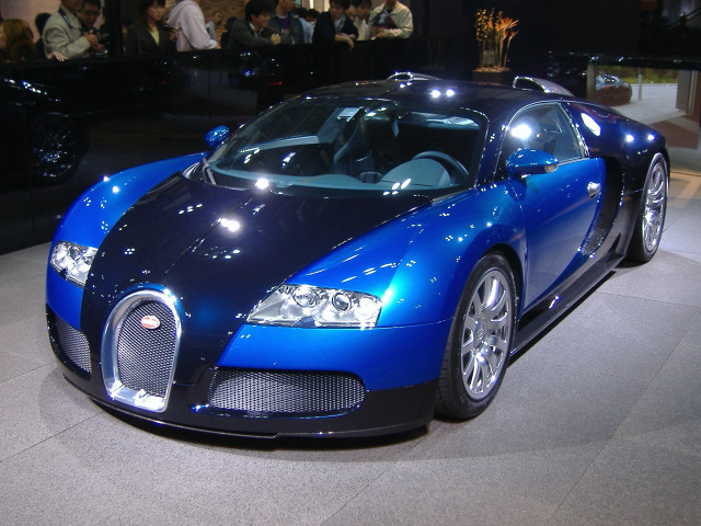 Blue black bugatti showroom people free wallpaper for desktop - medium preview image