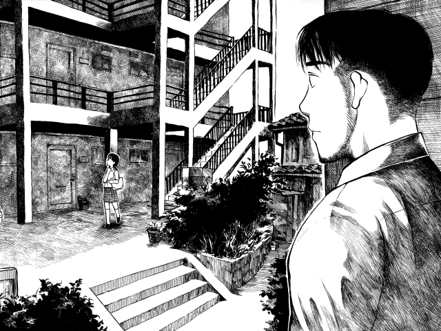 Man building flowers woman urban free wallpaper for desktop - medium preview image