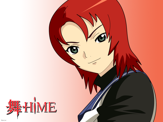 Hime anime redhair blackjacket gradient free wallpaper for desktop - medium preview image