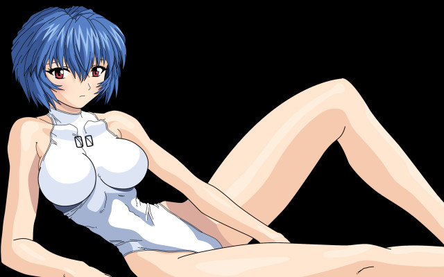 Blue hair woman lying suit free wallpaper for desktop - medium preview image
