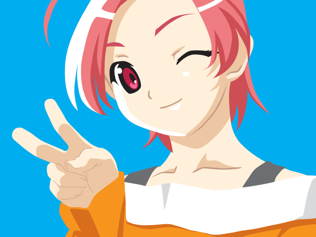 Pink haired woman peace sign free wallpaper for desktop - medium preview image