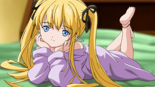 Blonde girl laying on stomach free wallpaper for desktop - medium preview image
