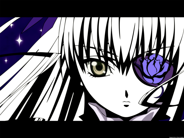 Anime girl flower long hair free wallpaper for desktop - medium preview image