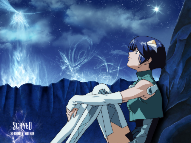 Man sitting rock starry sky free wallpaper for desktop - medium preview image