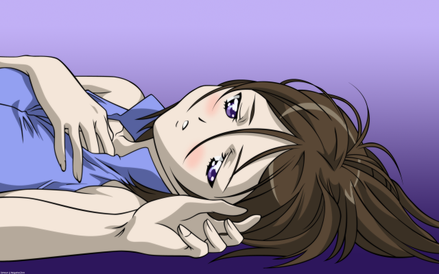 Woman laying blue background anime free wallpaper for desktop - medium preview image