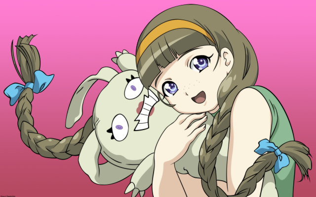 Surprised girl braid stuffed animal free wallpaper for desktop - medium preview image