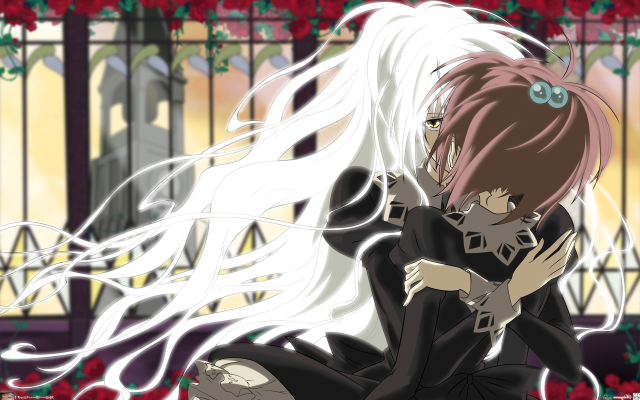 White haired girl black dress free wallpaper for desktop - medium preview image