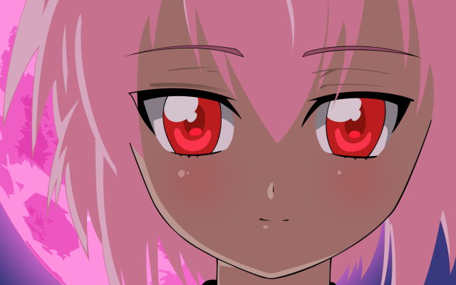 Anime girl red eyes pink free wallpaper for desktop - medium preview image