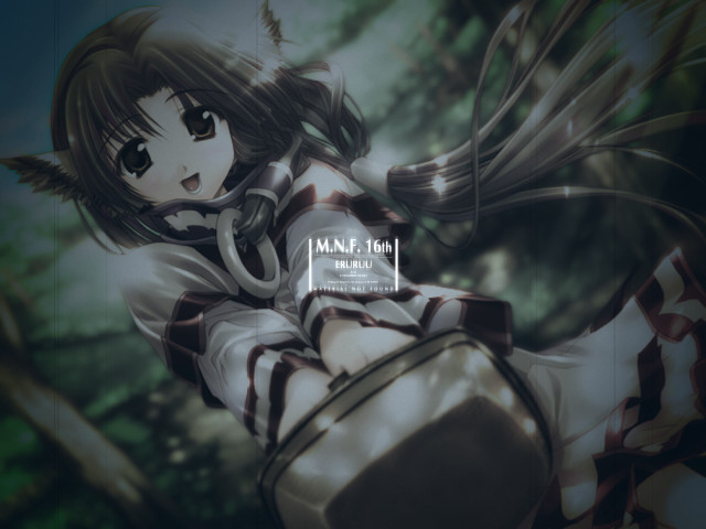 Anime girl sword hat forest free wallpaper for desktop - medium preview image