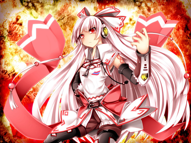 Anime whitehair redribbon heart cybershock free wallpaper for desktop - medium preview image