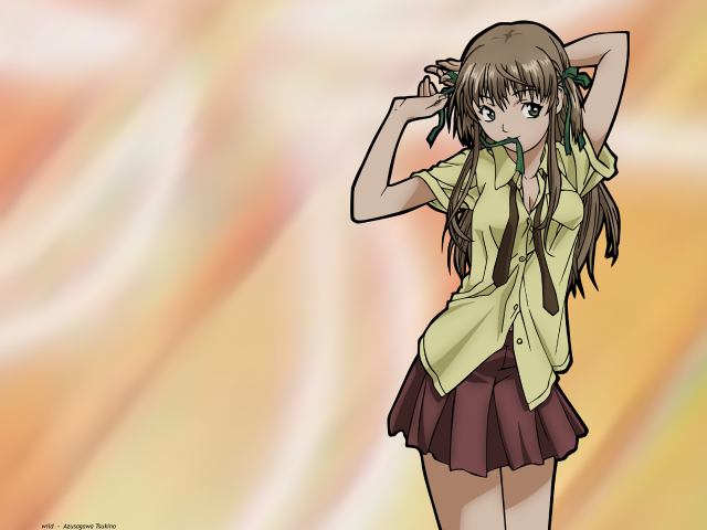 Girl green shirt brown skirt free wallpaper for desktop - medium preview image