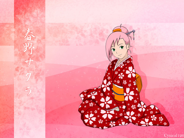 Woman kimono sitting floral green free wallpaper for desktop - medium preview image