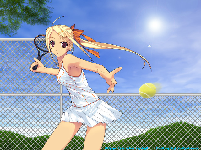 Tennis woman white dress court free wallpaper for desktop - medium preview image