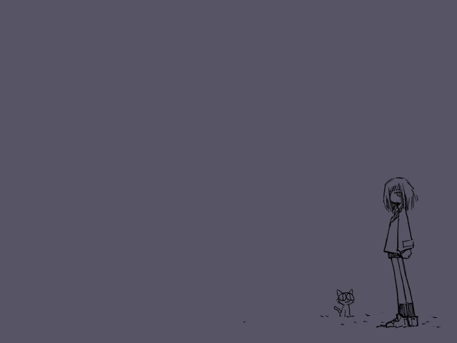 Person cat greyscale lineart illustration free wallpaper for desktop - medium preview image