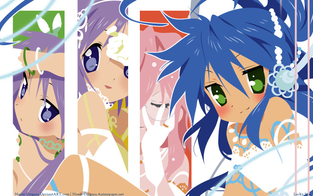 Anime girls blue green hair free wallpaper for desktop - medium preview image