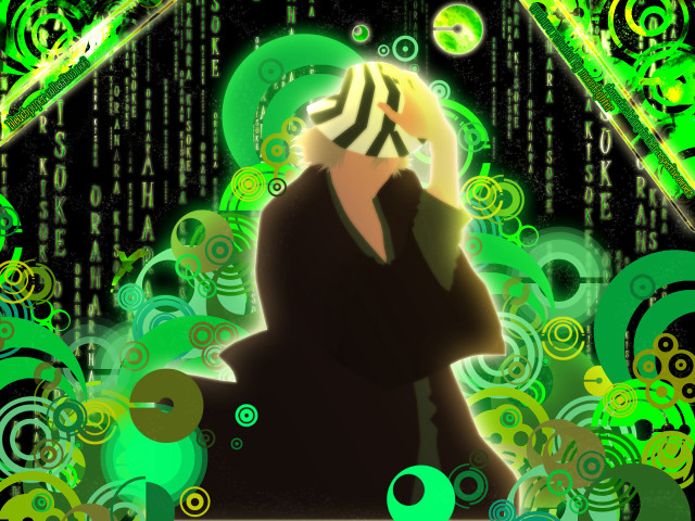 Man blackcoat greenbackground circles cyberpunk free wallpaper for desktop - medium preview image