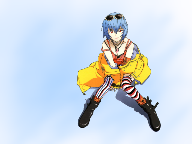 Blue hair glasses yellow dress free wallpaper for desktop - medium preview image