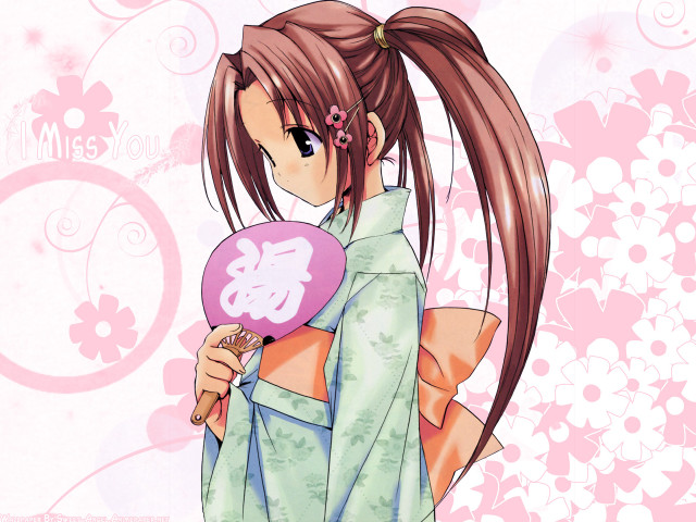 Girl fan floral background anime free wallpaper for desktop - medium preview image